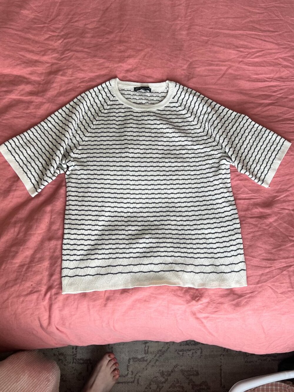 Striped Pointelle Sweater Tee
